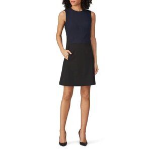 KF/KaufmanFranco Collective Colorblock Sleeveless Dress in Navy & Black 8 Womens